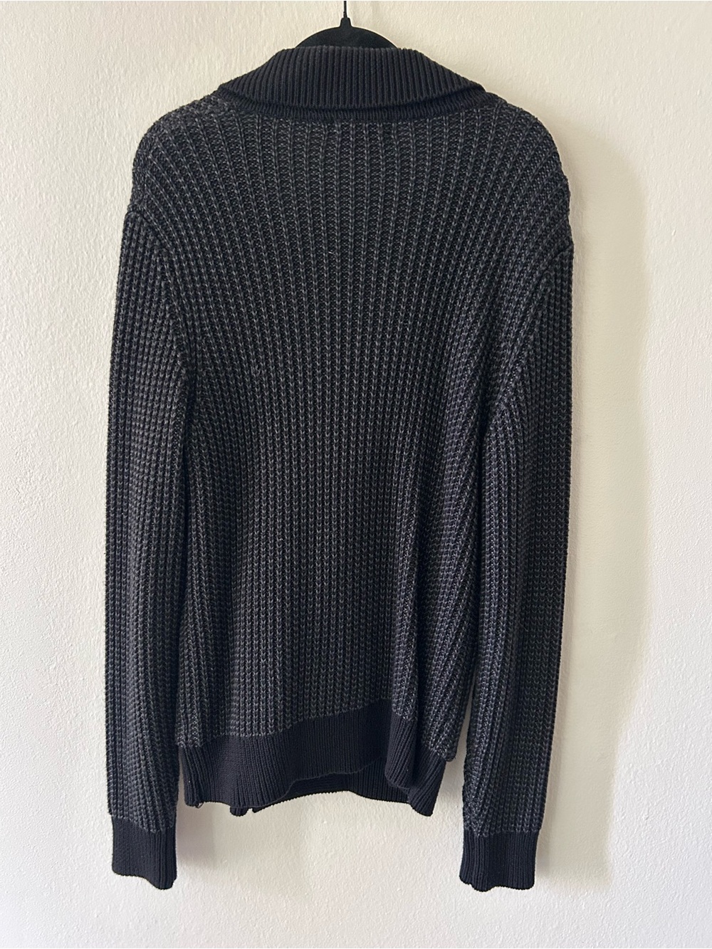 Calvin Klein Men’s Black Shawl Collar Knit Cardigan Sweater Black Grey Academia - Picture 4 of 6